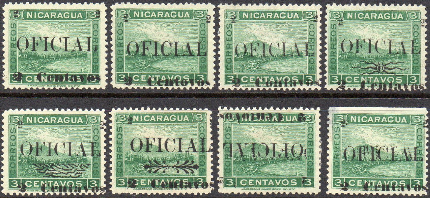 timbres-poste sellos postales stamps Nicaragua Momotombo Volcano & Train Official 1903  surcharges